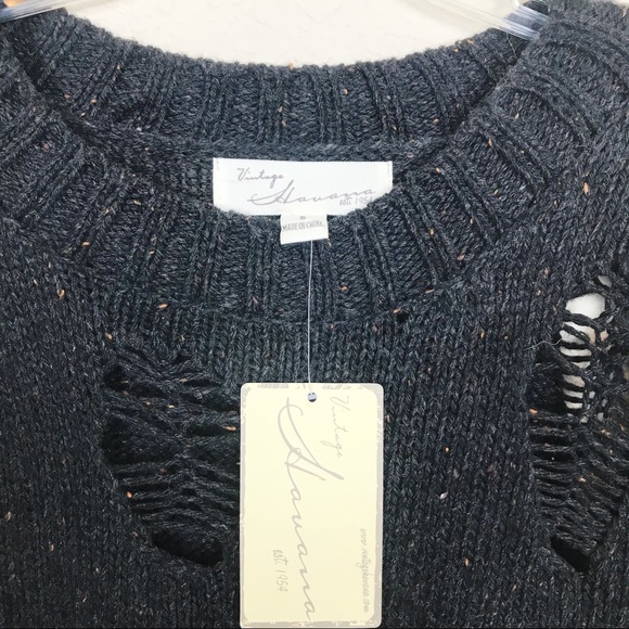 Vintage Havana Speckle Knit Distressed Sweater S - Picture 4 of 7